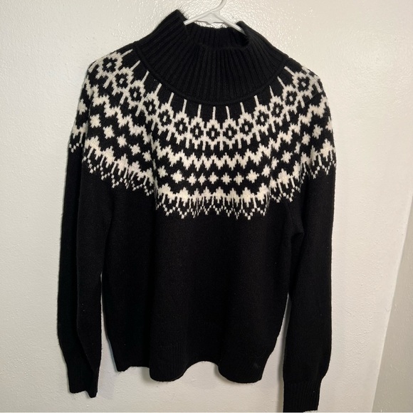Gap Relaxed Forever Cozy Fair Isle Sweater Black White L - Picture 3 of 12